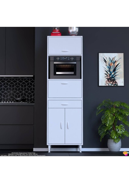 Öykü Mutfak ve Banyo Dolabı Fırın / Mikrodalga Dolabı Çok Amaçlı Tek Çekmece 4 Kapaklı 60X195X48 cm