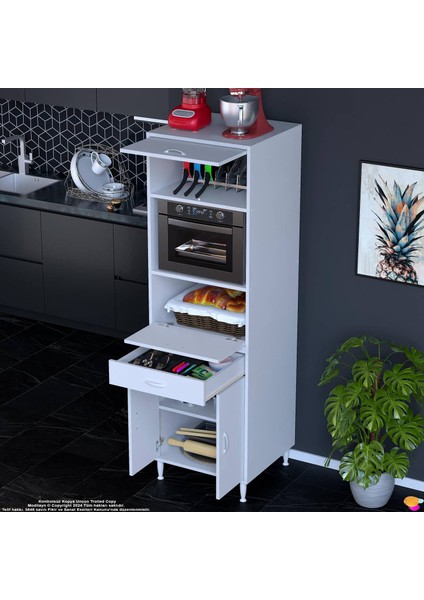 Öykü Mutfak ve Banyo Dolabı Fırın / Mikrodalga Dolabı Çok Amaçlı Tek Çekmece 4 Kapaklı 60X195X48 cm fırsatları