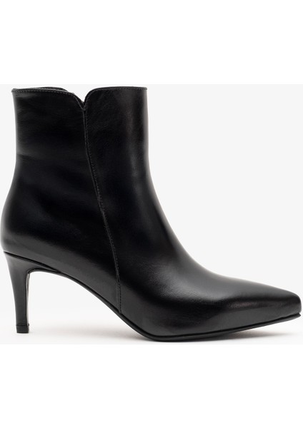 Lando Siyah Deri Kadın Topuklu Bot