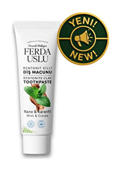 Ferda Uslu Bentonit Killi Doğal Diş Macunu Nane Aromalı 50 ml Florürsüz ve Şekersiz modelleri