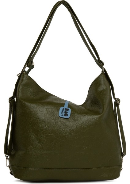 Haki Yumuşak Dokulu Çift Çapraz Fermuarlı Askılı ve Sırt Salaş Çanta modelleri