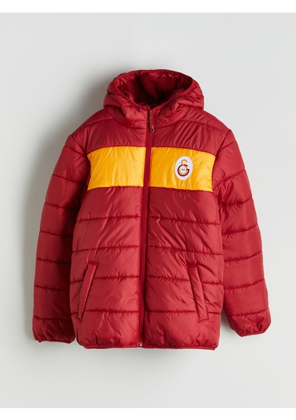 Yeni Sezon Kapüşonlu Galatasaray Baskılı Erkek Çocuk Şişme Mont