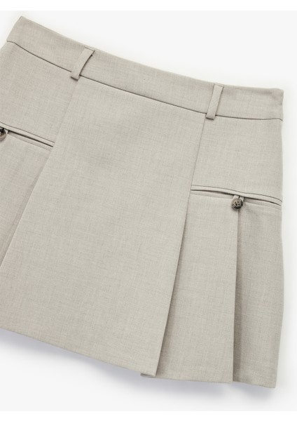 Cep Detaylı A Kesim Pileli Mini Etek indirimleri