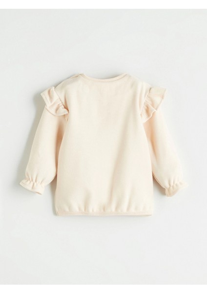 Lcw Baby Bej Bisiklet Yaka Çiçekli Kız Bebek Sweatshirt ve Tayt 2'li fırsatları