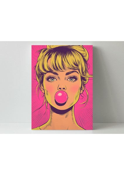 Sarışın Kız Pembe Sakız Pop Art -Ahşap Mdf Tablo fırsatları