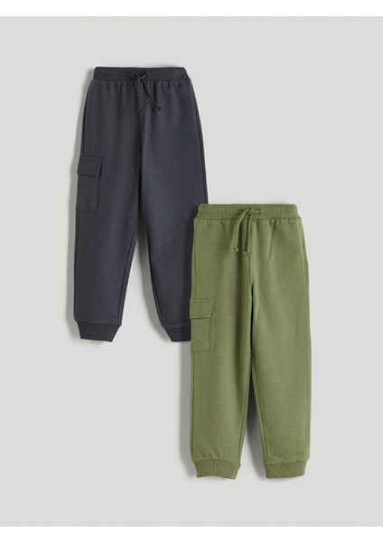 Lcw Kids Haki Beli Lastikli Erkek Çocuk Jogger Eşofman Altı 2'li