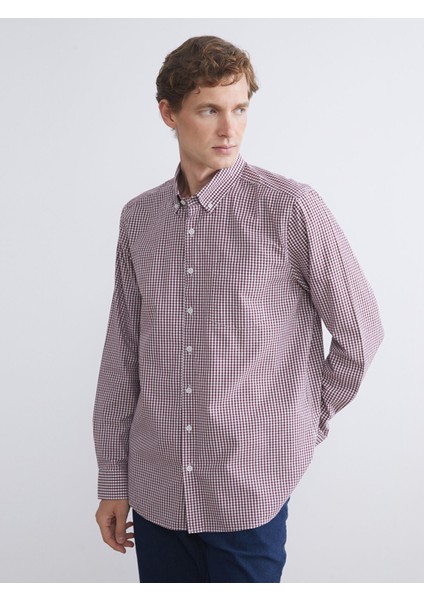Yeni Sezon Regular Fit Uzun Kollu Ekose Poplin Erkek Gömlek