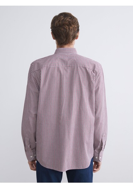 Yeni Sezon Regular Fit Uzun Kollu Ekose Poplin Erkek Gömlek fırsatları
