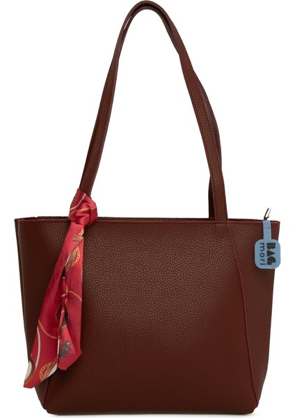 Bordo Üç Bölmeli Şallı Tote Çanta