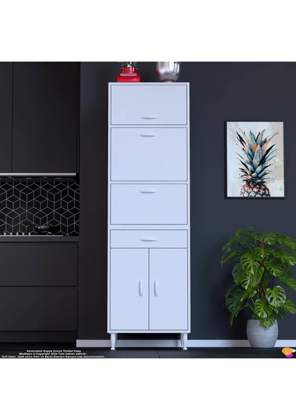 Öykü Mutfak ve Banyo Dolabı Ekmeklik Kiler Dolabı Çekmeceli 5 Kapaklı Çok Amaçlı Dolap 60X195X48 cm
