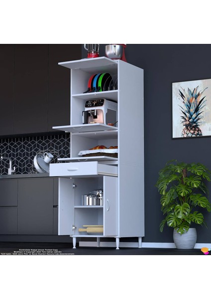 Öykü Mutfak ve Banyo Dolabı Ekmeklik Kiler Dolabı Çekmeceli 5 Kapaklı Çok Amaçlı Dolap 60X195X48 cm fırsatları