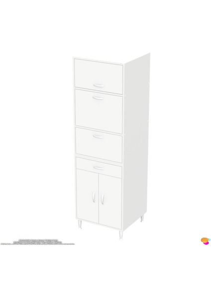 Öykü Mutfak ve Banyo Dolabı Ekmeklik Kiler Dolabı Çekmeceli 5 Kapaklı Çok Amaçlı Dolap 60X195X48 cm