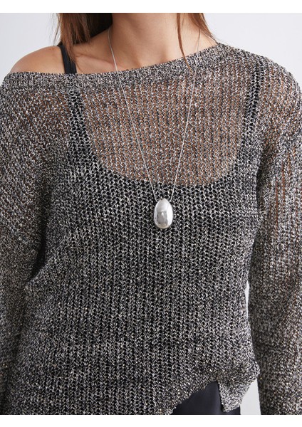 Yeni Sezon Kayık Yaka Ajurlu Kadın Triko Kazak modelleri