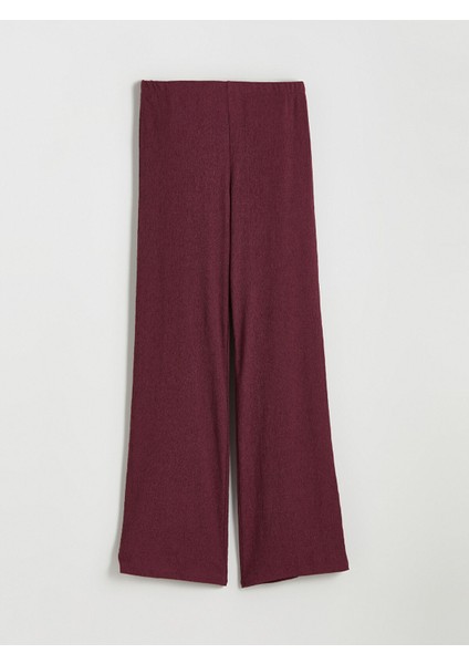 Yeni Sezon Beli Lastikli Dokulu Geniş Paça Kadın Pantolon indirimleri