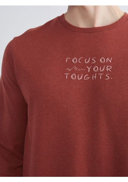 Yeni Sezon Bisiklet Yaka Baskılı Erkek Sweatshirt modelleri