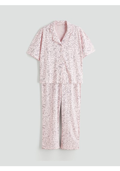 Yeni Sezon Büyük Beden Gömlek Yaka Kadın Pijama Takımı