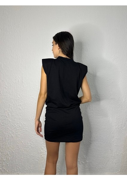 Siyah Japone Kol Vatkalı Penye Elbise fiyatları