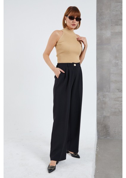 Kadın Beli Lastikli Pzzo Pantolon
