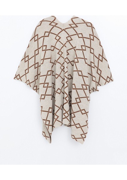 Yeni Sezon Şal Yaka Desenli Kadın Triko Panço fiyatları