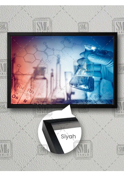 Kimyasal Elementler Kimyager Deney Tüpleri Periyodik Tablo Çerçeveli Yatay Kanvas Tablo
