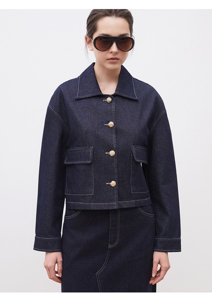 Yeni Sezon Gömlek Yaka Kadın Jean Ceket