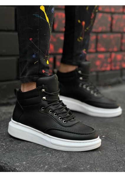 KB-0994 Kuback Siyah Cilt Yüksek Taban Erkek Bilek Bot