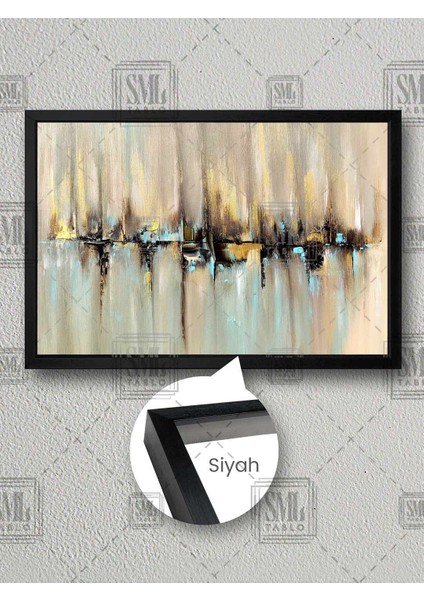 Soyut Şehir Manzarası Deniz Yansıma Göl Doğa Dekor Çerçeveli Yatay Kanvas Tablo