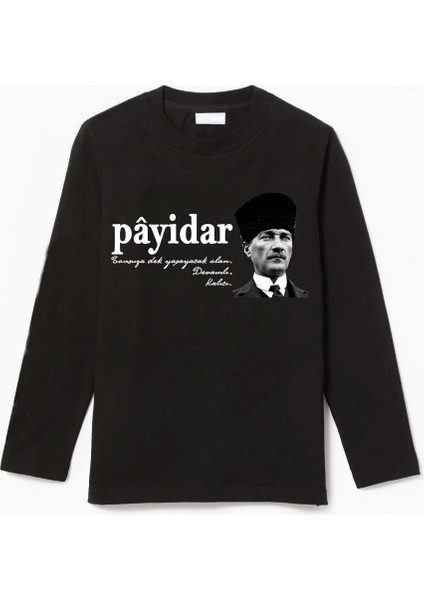 Uzun Kollu Payidar Baskılı Atatürk Pamuklu Çocuk T-Shirt