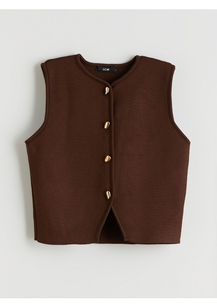 Yeni Sezon Bisiklet Yaka Kadın Triko Yelek