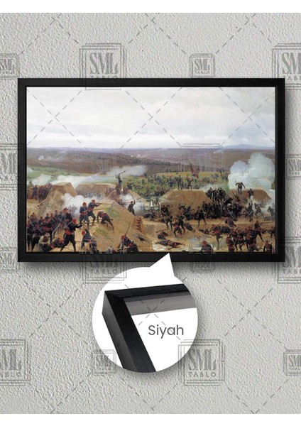 Kurtuluş Savası Milli Mücadele Savaşan Askerler Tarih Çerçeveli Yatay Kanvas Tablo