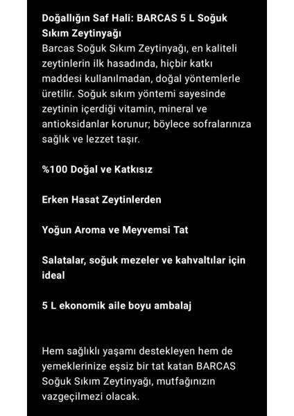 5 Lt %100 Doğal Soğuk Sıkım Sızma Zeytinyağ fiyatları
