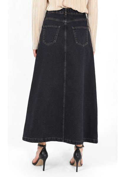 Yüksek Bel A Kesim Denim Etek Antrasit indirimleri