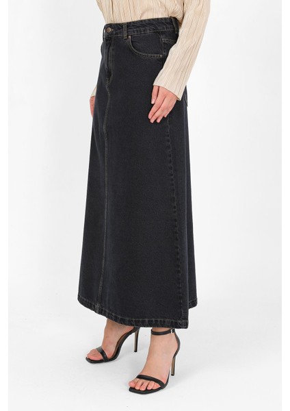 Yüksek Bel A Kesim Denim Etek Antrasit fiyatları