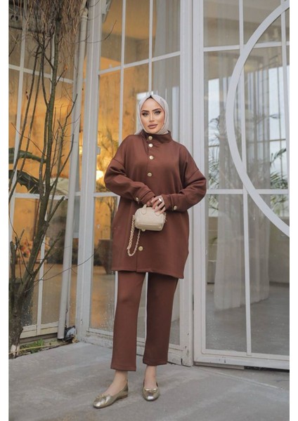 Hakim Yaka Scuba Takım Kahverengi modelleri