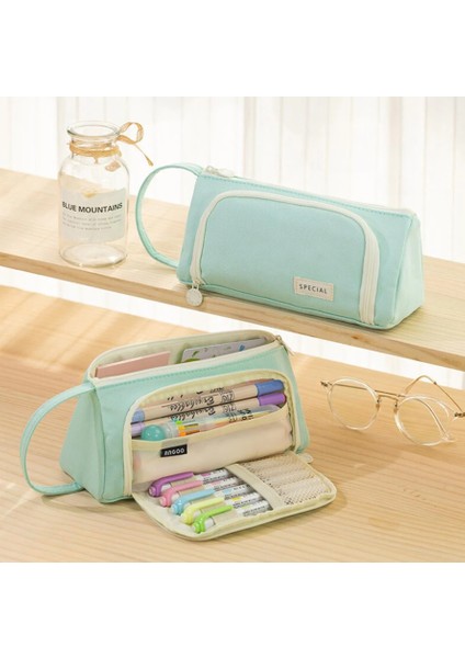 Kalem Kutusu Seyahat Kırtasiye Aksesuar Makyaj Çantası Masa Düzenleyici Turkuaz fiyatları