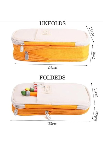 Çok Amaçlı Kalem Kutusu Seyahat Kırtasiye Makyaj Çantası Masa Aksesuar Düzenleyici Turuncu fiyatları