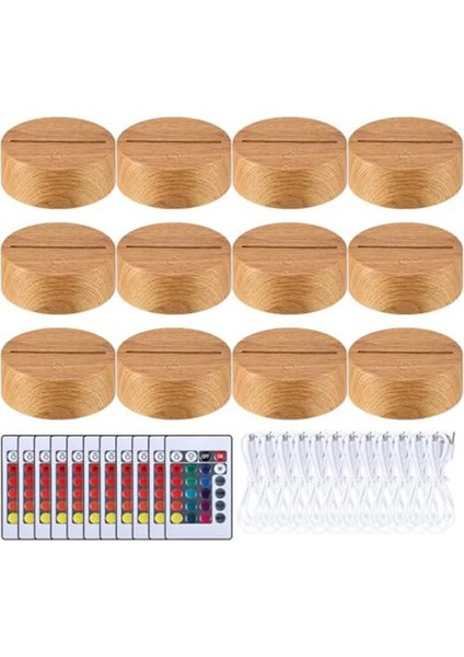 12 Pcs Noel 3D Gece LED Lamba Taban Hediye 16 Renk LED Işık Ekran Taban Uzaktan Kumanda USB Kablo Lamba Tabanı (Yurt Dışından)