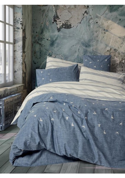 Klein Nakışlı Çift Kişilik Nev Takımı Ceria Lacivert