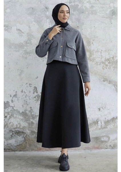 Kısa Cepli Kaşe Mont Gri modelleri