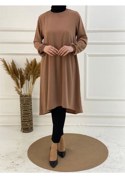 Oval Etekli Tunik - Badem Badem fiyatları