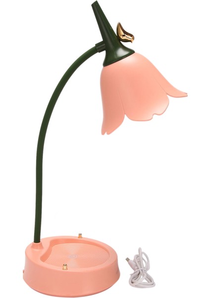 Çiçek LED Masa Lambası Öğrenci Yatak Odası Aydınlatma Kontağı Okuma Göz Koruması USB Çiçek Absanlı Tablo Işığı, Pembe (Yurt Dışından)