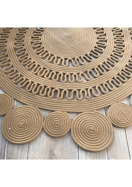 Yuvarlak Kahverengi Örme Jüt Halı - Kahverengi Hasır Halı - Kahverengi Daire Halı fiyatları