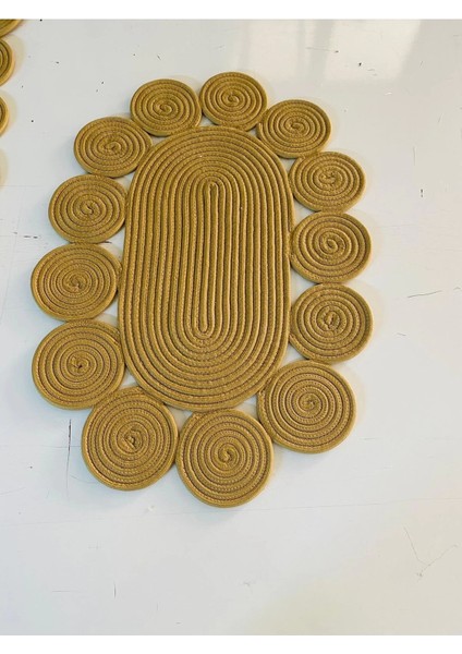 Oval Jüt Halı - Oval Hasır Halı - Şekilli Hasır Halı - Modern Jüt Halı