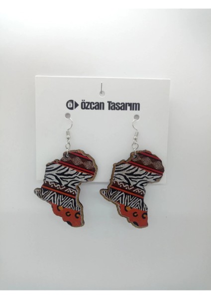 Baskılı Ahşap Küpe - Harita Model