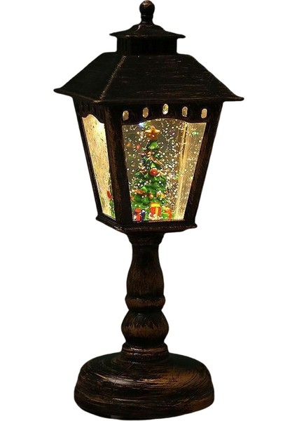 Noel Süslemeleri Kristal Aydınlık Gece Işık Noel Süsleri Masa Lambası Noel Ev Dekorasyonu Siyah Altın (Yurt Dışından)