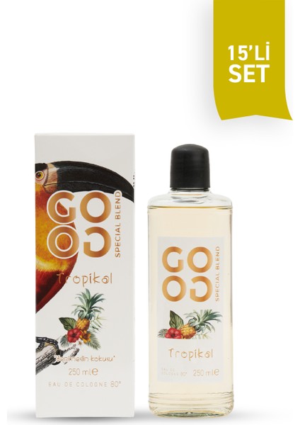 Gogo Tropikal Kolonya 250ML Cam Şişe - 15 Adet