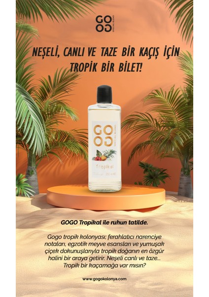 Gogo Tropikal Kolonya 250ML Cam Şişe - 15 Adet fiyatları