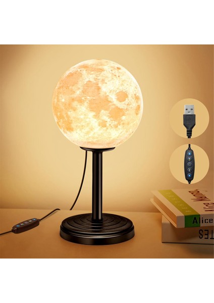 3D Ay Lambası Yatak Odası Için Başucu Masa Lambası - Dimmabable Başucu Lambaları Küçük Lambalar Yatak Odası, Ev, Yurt Için LED Işık (Yurt Dışından) fiyatları