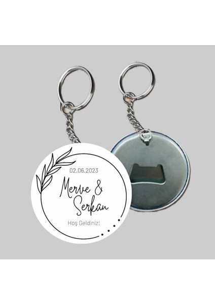 Kişiye Özel Açacaklı Düğün Anahtarlık - Nişan Anahtarlık- Söz Anahtarlık ( 25 Adet )