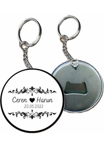 Kişiye Özel Açacaklı Düğün Anahtarlık - Nişan Anahtarlık- Söz Anahtarlık ( 25 Adet )